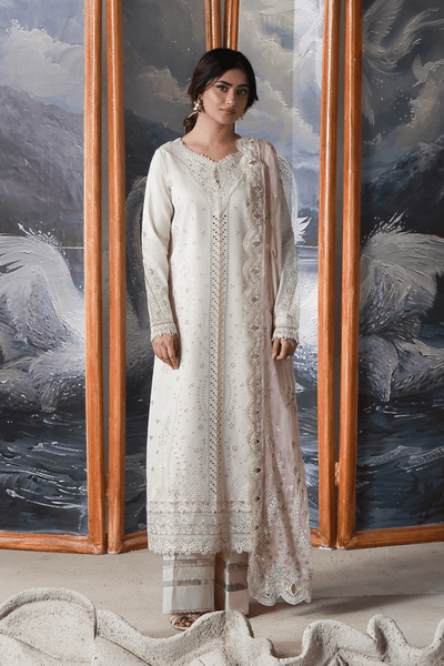 Aabyaan | Saagar Luxury Festive Lawn 26 | NAIRAH (AL-06)-Brand:Aabyaan-Type:Ladies Clothes-Ivory-Lawn-House of Maryam- Buy in UK, USA