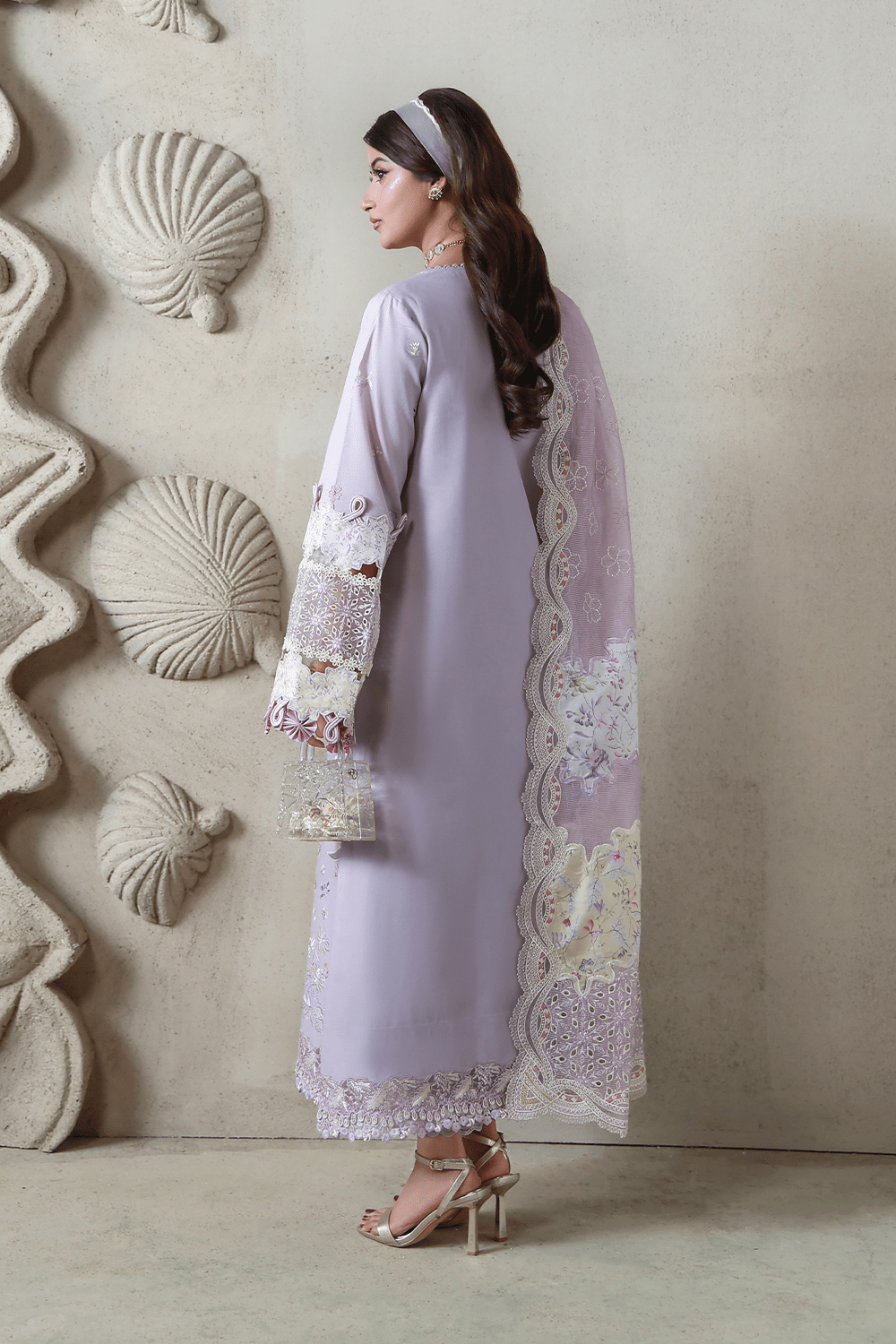 Aabyaan | Saagar Luxury Festive Lawn 26 | RANIA (AL-01)-Brand:Aabyaan-Type:Ladies Clothes-Soft Lilac-Lawn-House of Maryam- Buy in UK, USA