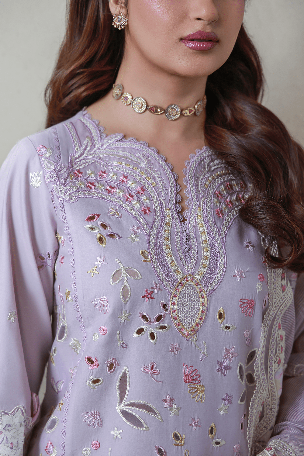 Aabyaan | Saagar Luxury Festive Lawn 26 | RANIA (AL-01)-Brand:Aabyaan-Type:Ladies Clothes-Soft Lilac-Lawn-House of Maryam- Buy in UK, USA