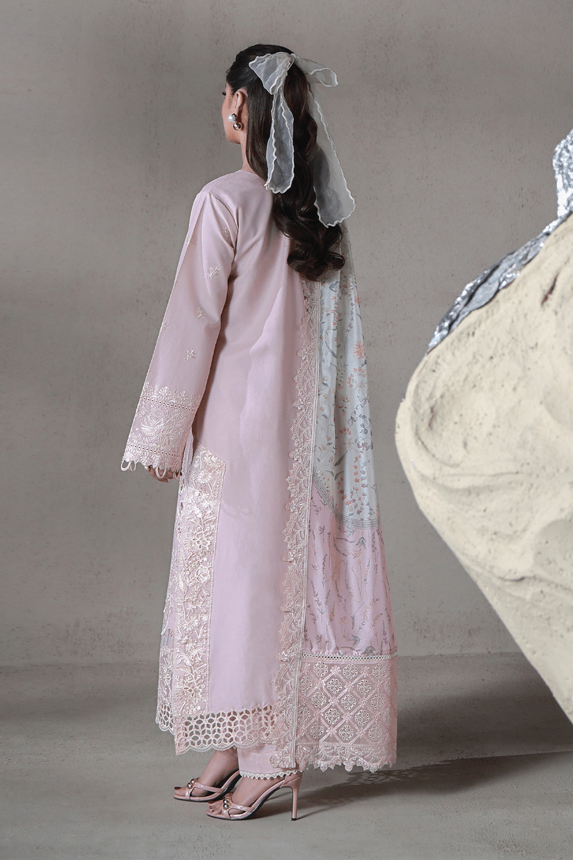 Aabyaan | Saagar Luxury Festive Lawn 26 | RIMAL (AL-05)-Brand:Aabyaan-Type:Ladies Clothes-Light Pink-Lawn-House of Maryam- Buy in UK, USA