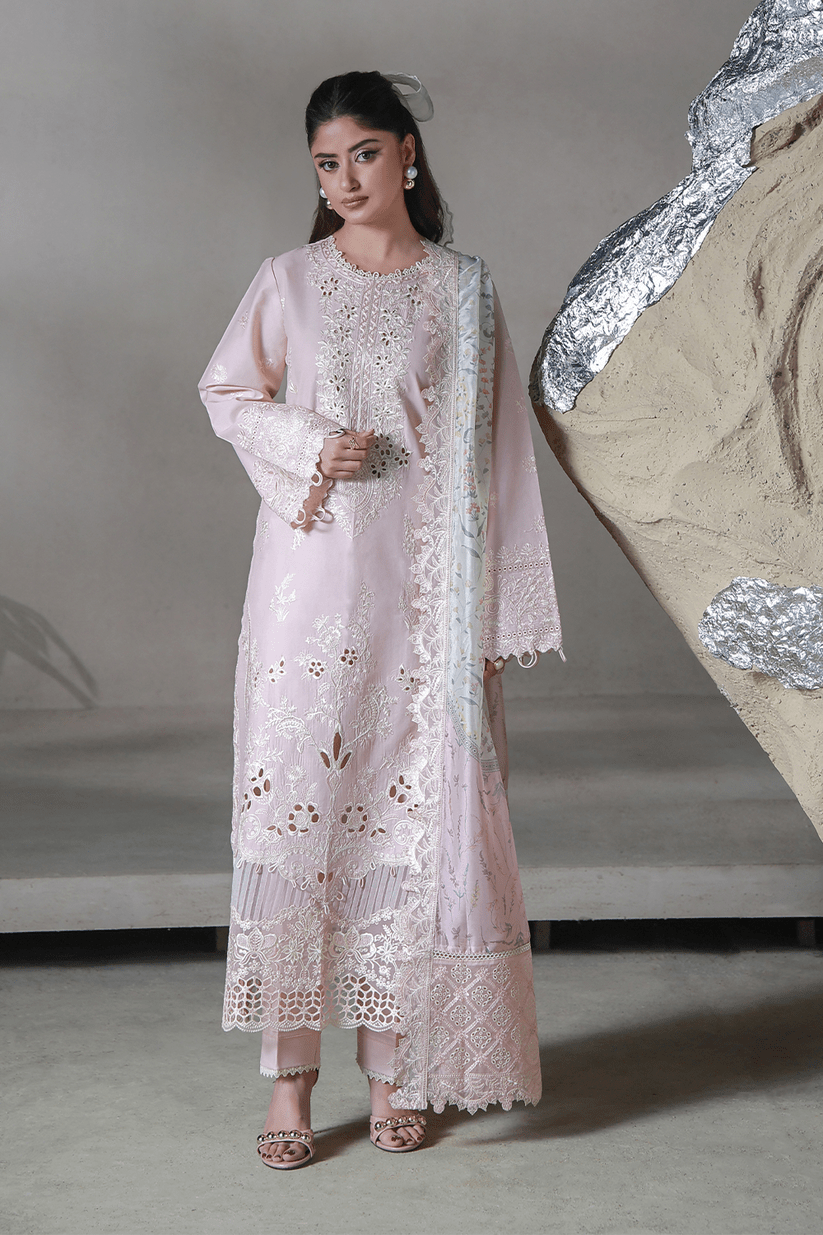 Aabyaan | Saagar Luxury Festive Lawn 26 | RIMAL (AL-05)-Brand:Aabyaan-Type:Ladies Clothes-Light Pink-Lawn-House of Maryam- Buy in UK, USA