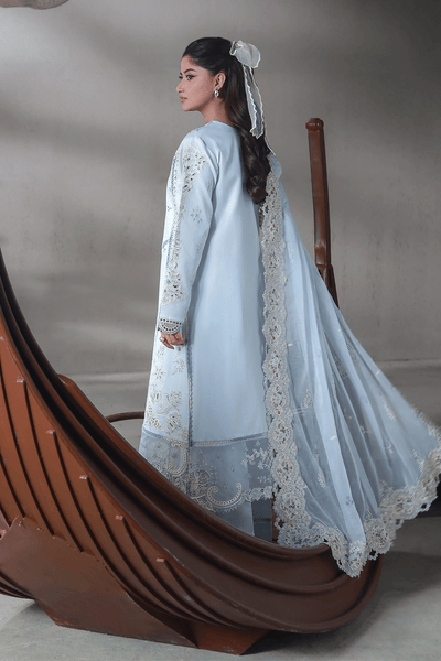 Aabyaan | Saagar Luxury Festive Lawn 26 | SAHIL (AL-03)-Brand:Aabyaan-Type:Ladies Clothes-Pale Sky Blue-Lawn-House of Maryam- Buy in UK, USA