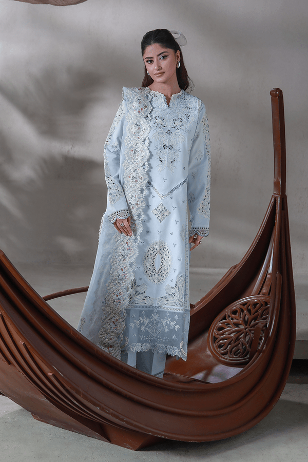 Aabyaan | Saagar Luxury Festive Lawn 26 | SAHIL (AL-03)-Brand:Aabyaan-Type:Ladies Clothes-Pale Sky Blue-Lawn-House of Maryam- Buy in UK, USA