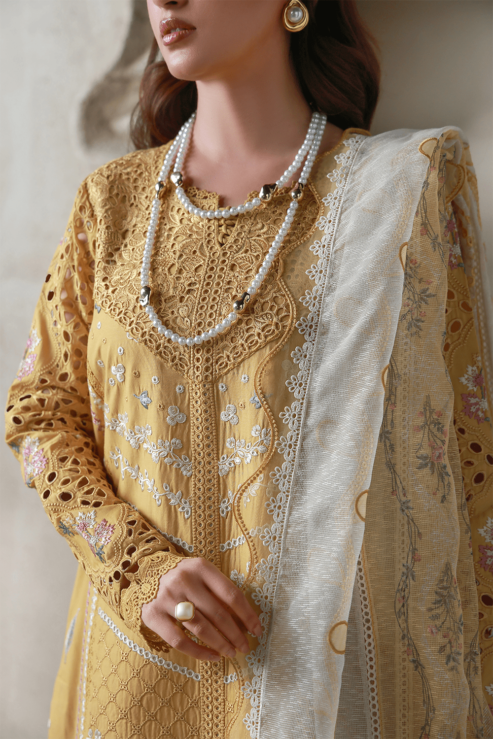 Aabyaan | Saagar Luxury Festive Lawn 26 | ZIMAL (AL-02)-Brand:Aabyaan-Type:Ladies Clothes-Mustard-Lawn-House of Maryam- Buy in UK, USA