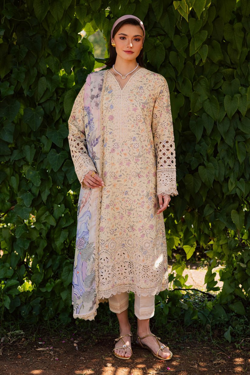 Aabyaan | Shezlin Chikankari Eid Edit 26 | MEHERZAAD (AV-04)-Brand:Aabyaan-Type:Ladies Clothes-Light yellow-Chikankari-House of Maryam- Buy in UK, USA