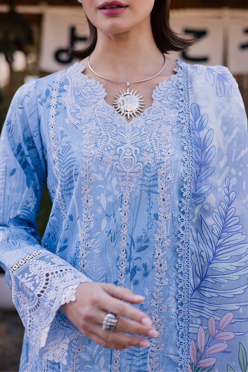 Aabyaan | Shezlin Chikankari Eid Edit 26 | SEREEN (AV-05)-Brand:Aabyaan-Type:Ladies Clothes-Denium Blue-Chikankari-House of Maryam- Buy in UK, USA