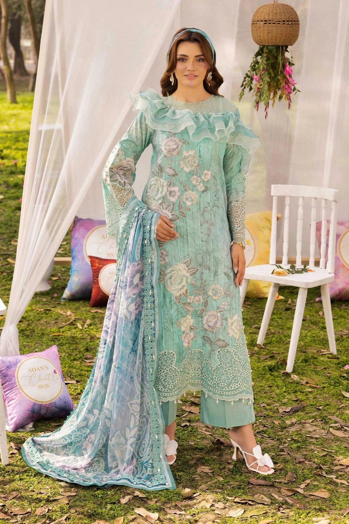 Adans Libas | Chantelle 26 | CHANTELLE 1756-Brand:Adans Libas-Type:Ladies Clothes-Pastel Blue-Lawn-House of Maryam- Buy in UK, USA