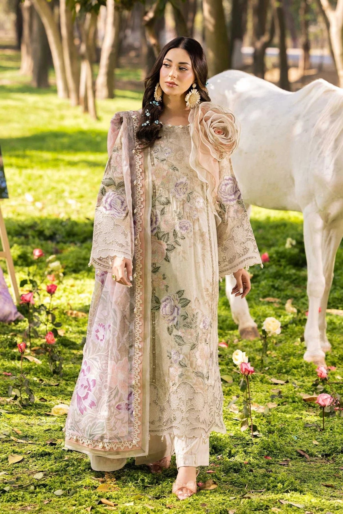 Adans Libas | Chantelle 26 |CHANTELLE 1758-Brand:Adans Libas-Type:Ladies Clothes-Ivory-Lawn-House of Maryam- Buy in UK, USA