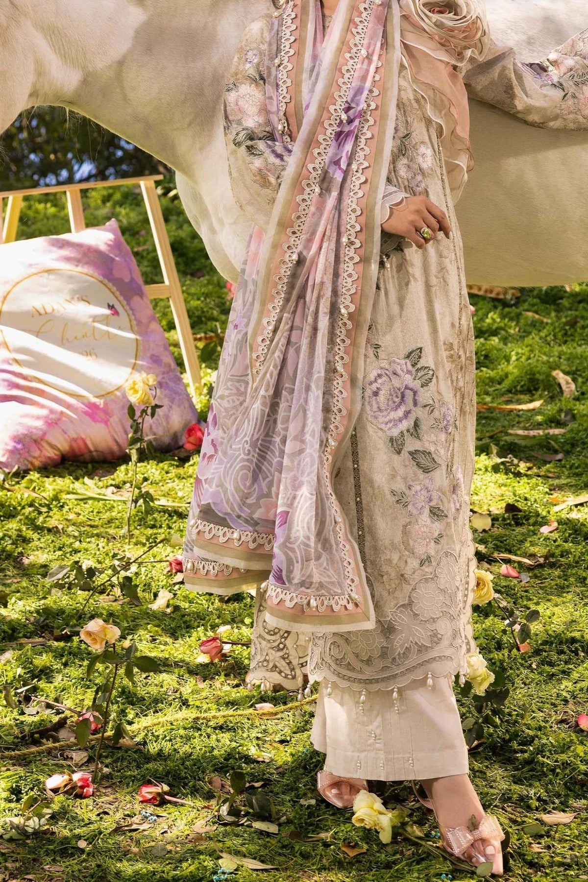 Adans Libas | Chantelle 26 |CHANTELLE 1758-Brand:Adans Libas-Type:Ladies Clothes-Ivory-Lawn-House of Maryam- Buy in UK, USA