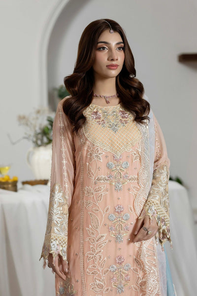 Adans Libas | Eid Festive Chiffon | EID FESTIVE 1790-Brand:Adans Libas-Type:Ladies Clothes-Pale Peach-Chiffon-House of Maryam- Buy in UK, USA