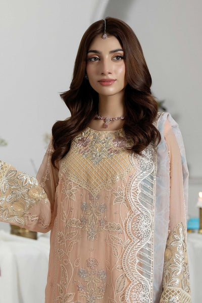 Adans Libas | Eid Festive Chiffon | EID FESTIVE 1790-Brand:Adans Libas-Type:Ladies Clothes-Pale Peach-Chiffon-House of Maryam- Buy in UK, USA
