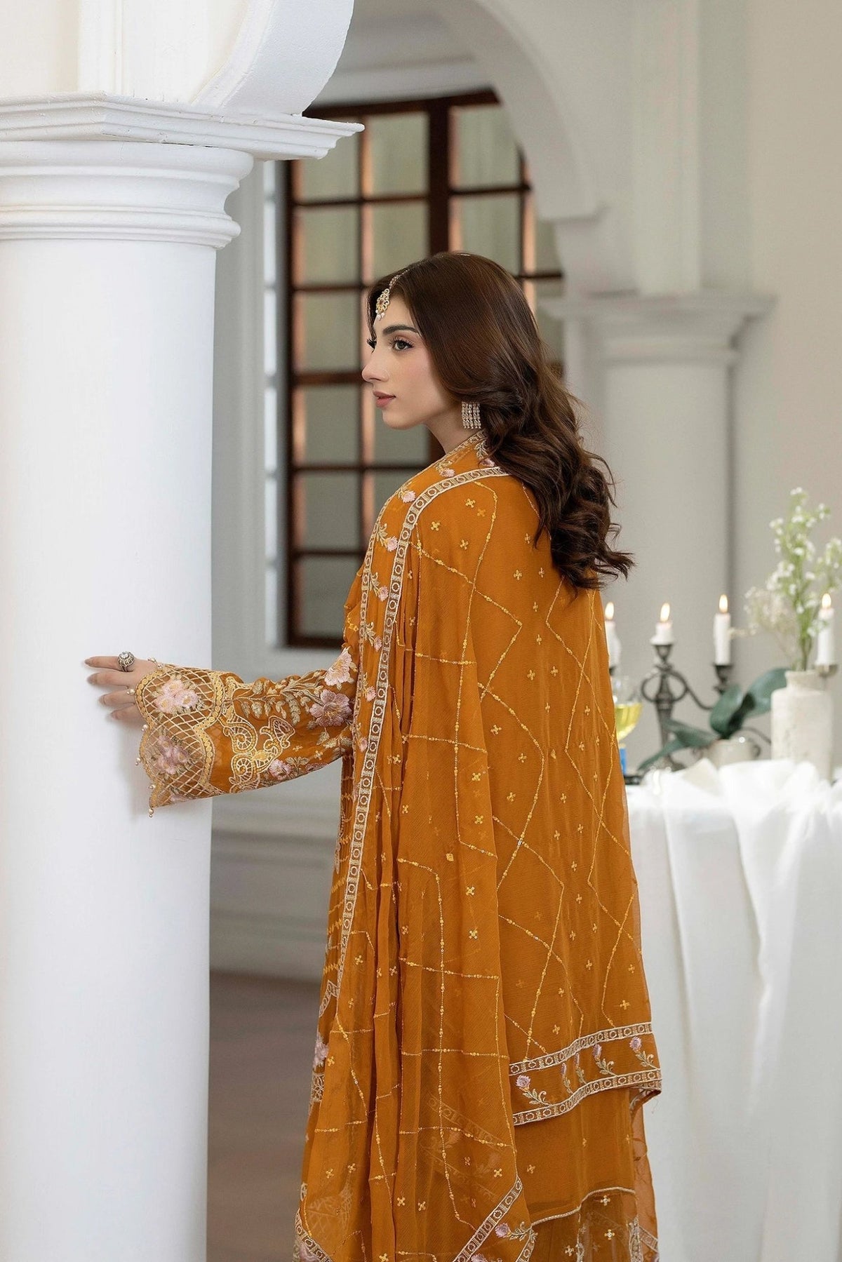 Adans Libas | Eid Festive Chiffon | EID FESTIVE 1792-Brand:Adans Libas-Type:Ladies Clothes-Dirty Orange-Chiffon-House of Maryam- Buy in UK, USA