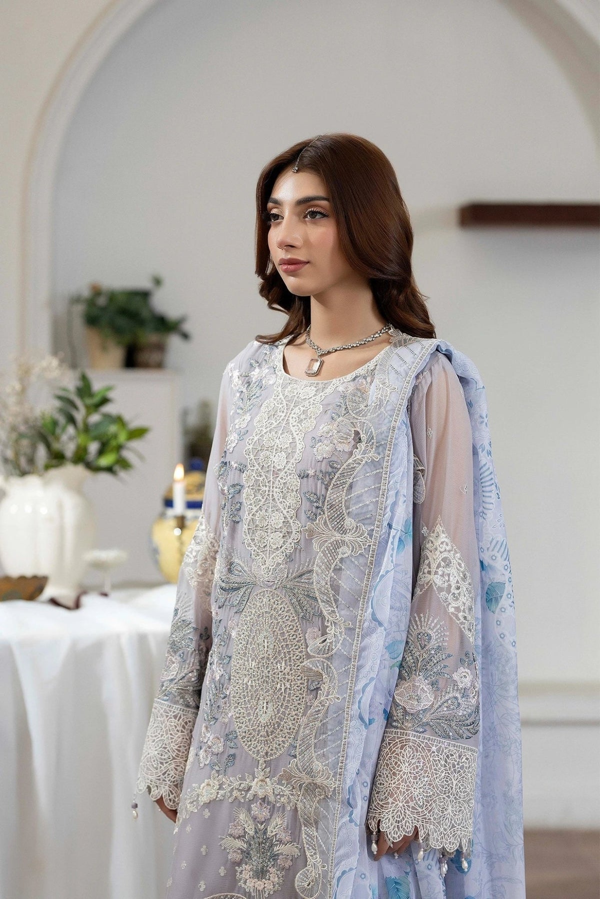 Adans Libas | Eid Festive Chiffon | EID FESTIVE 1793-Brand:Adans Libas-Type:Ladies Clothes-Soft Lilac-Chiffon-House of Maryam- Buy in UK, USA