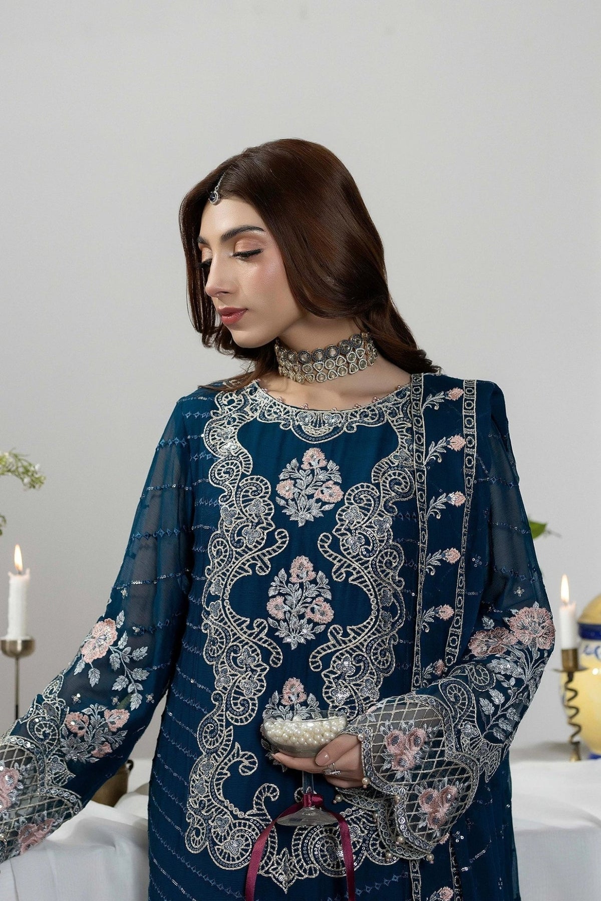 Adans Libas | Eid Festive Chiffon | EID FESTIVE 1795-Brand:Adans Libas-Type:Ladies Clothes-Midnight Blue-Lawn-House of Maryam- Buy in UK, USA