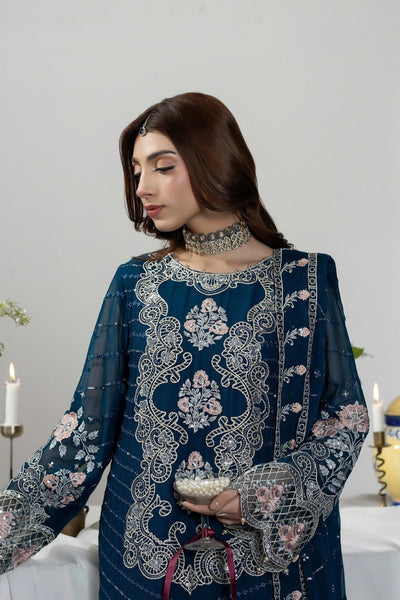 Adans Libas | Eid Festive Chiffon | EID FESTIVE 1795-Brand:Adans Libas-Type:Ladies Clothes-Midnight Blue-Lawn-House of Maryam- Buy in UK, USA