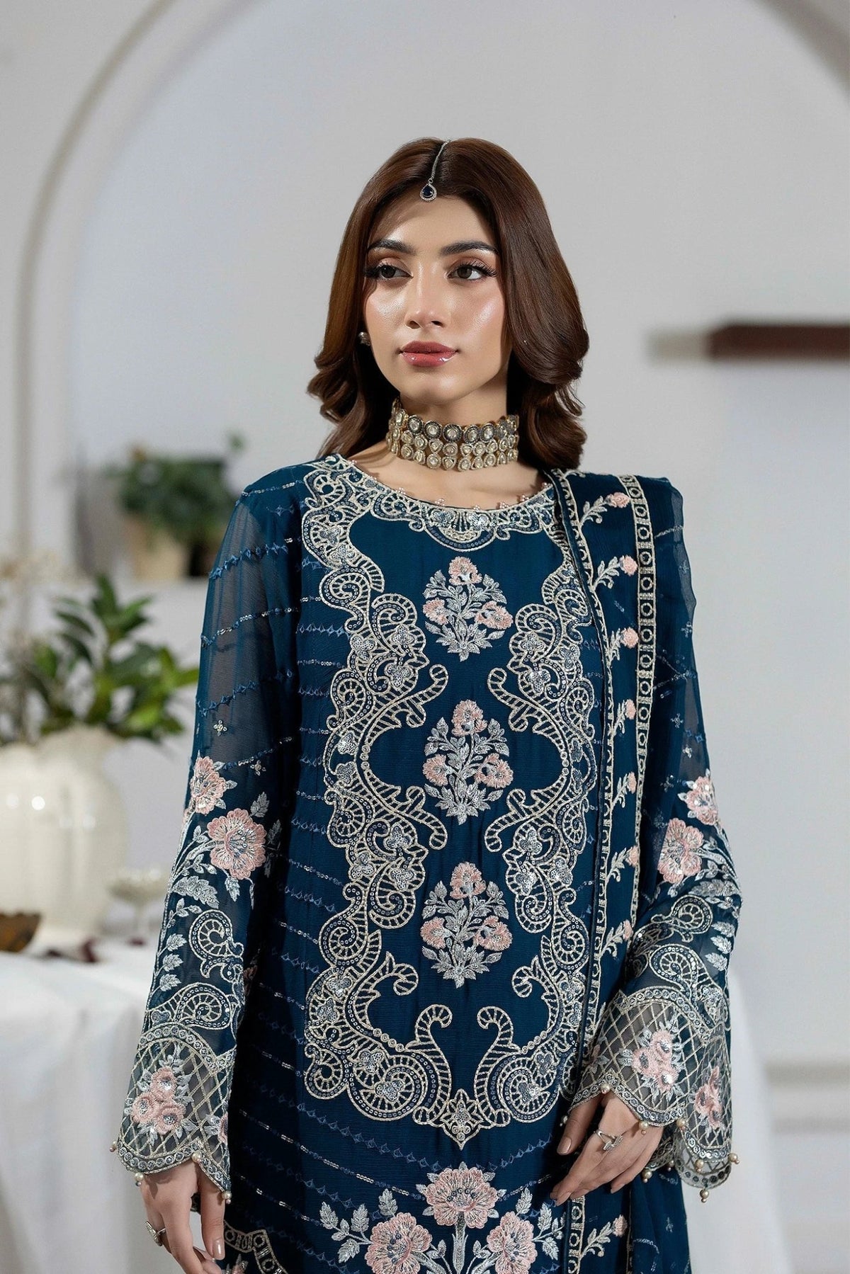 Adans Libas | Eid Festive Chiffon | EID FESTIVE 1795-Brand:Adans Libas-Type:Ladies Clothes-Midnight Blue-Lawn-House of Maryam- Buy in UK, USA