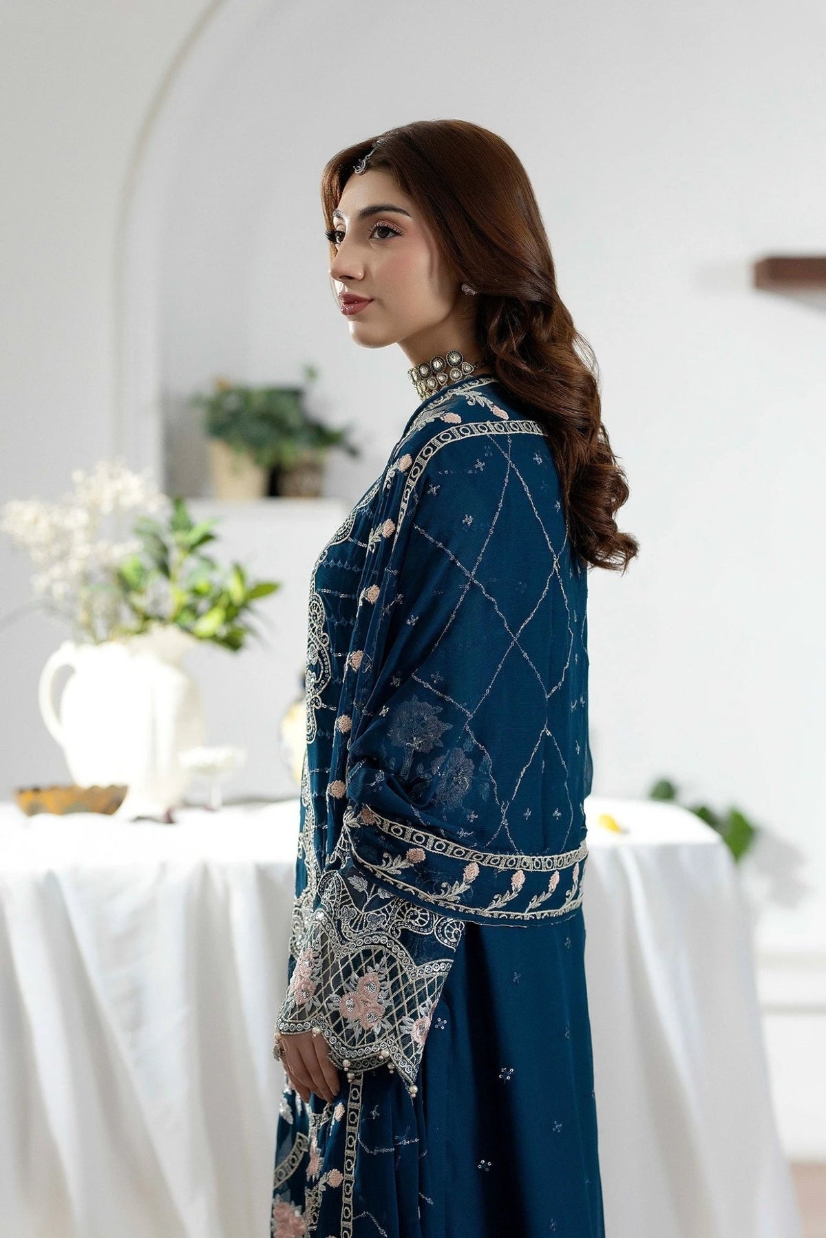 Adans Libas | Eid Festive Chiffon | EID FESTIVE 1795-Brand:Adans Libas-Type:Ladies Clothes-Midnight Blue-Lawn-House of Maryam- Buy in UK, USA