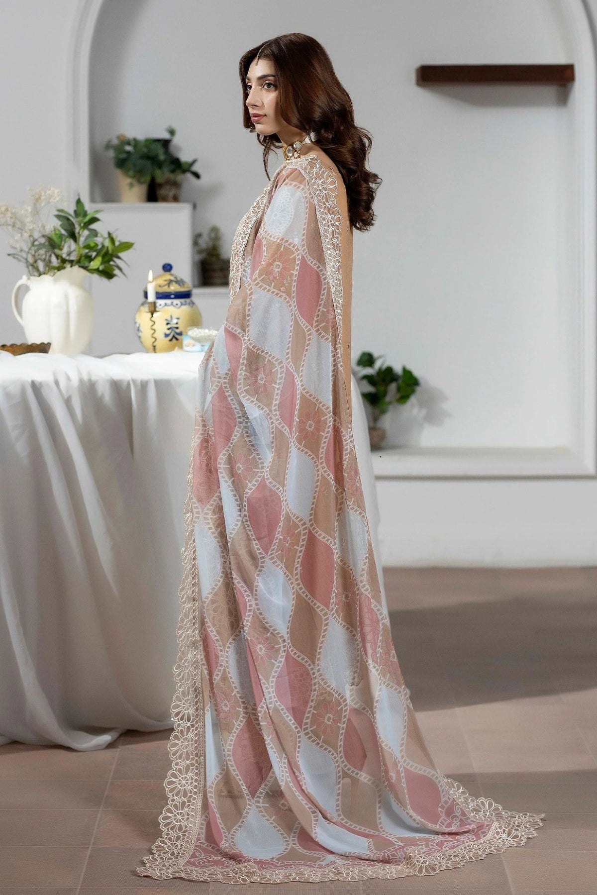 Adans Libas | Eid Festive Chiffon | EID FESTIVE 1796-Brand:Adans Libas-Type:Ladies Clothes-Nude Peach-Chiffon-House of Maryam- Buy in UK, USA