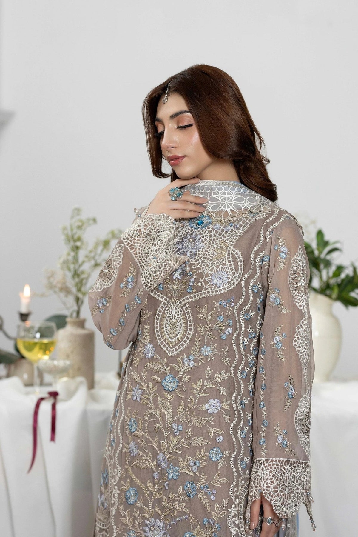 Adans Libas | Eid Festive Chiffon | EID FESTIVE 1797-Brand:Adans Libas-Type:Ladies Clothes-Soft Gray-Chiffon-House of Maryam- Buy in UK, USA