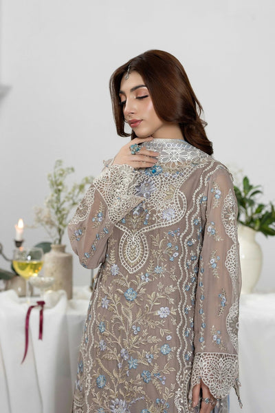 Adans Libas | Eid Festive Chiffon | EID FESTIVE 1797-Brand:Adans Libas-Type:Ladies Clothes-Soft Gray-Chiffon-House of Maryam- Buy in UK, USA