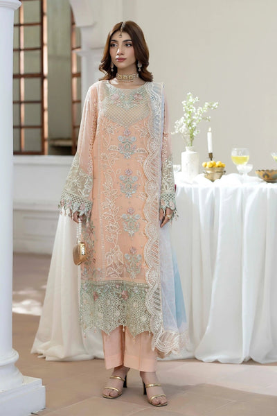 Adans Libas | Eid Festive Chiffon | EID FESTIVE 1799-Brand:Adans Libas-Type:Ladies Clothes-Pale Peach-Chiffon-House of Maryam- Buy in UK, USA