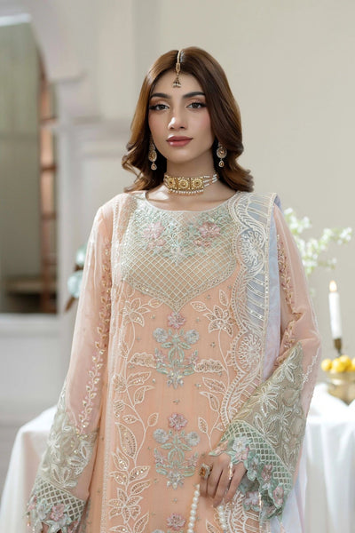 Adans Libas | Eid Festive Chiffon | EID FESTIVE 1799-Brand:Adans Libas-Type:Ladies Clothes-Pale Peach-Chiffon-House of Maryam- Buy in UK, USA