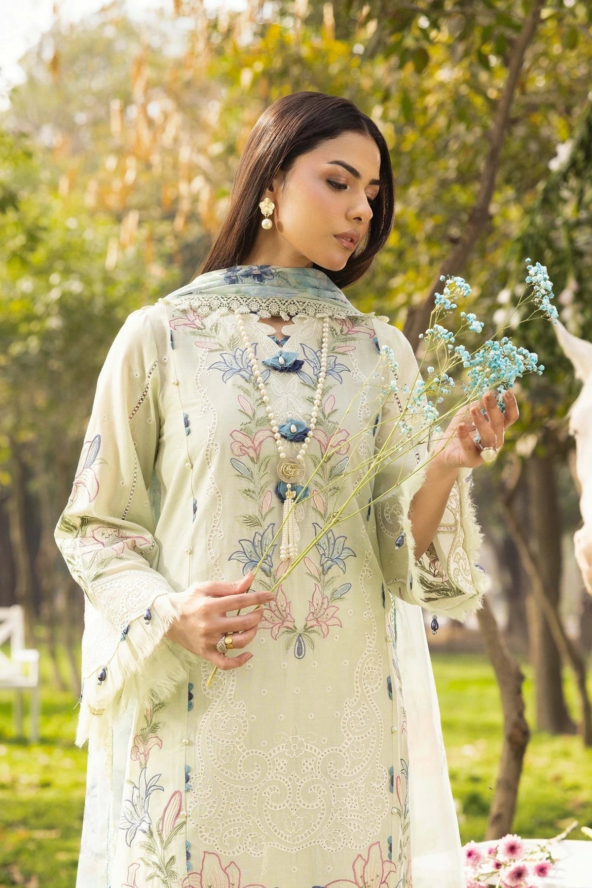 Adans Libas | Gardenia 26 | 1770-Brand:Adans Libas-Type:Ladies Clothes-Mint Gray-Lawn-House of Maryam- Buy in UK, USA