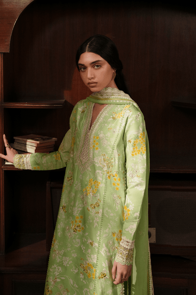 Afrozeh Ciel apple green embroidered lawn suit, photo 4