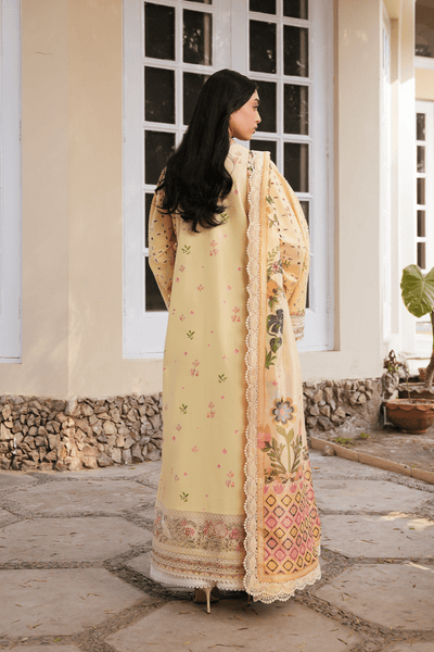 Afrozeh Eira butter yellow embroidered lawn suit, photo 2