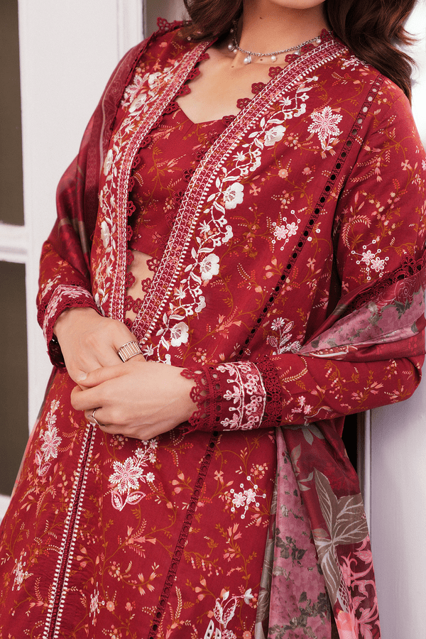 Afrozeh | Florette 26 | Elyndra-Brand:Afrozeh-Type:Ladies Clothes-Deep Red-Lawn-House of Maryam- Buy in UK, USA
