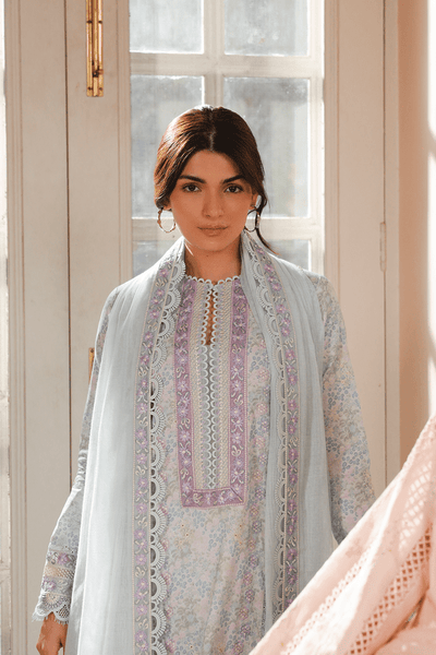 Afrozeh Fable ice blue embroidered lawn suit, photo 4