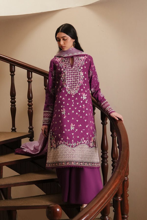Afrozeh Lilace mulberry pink embroidered lawn suit, photo 3