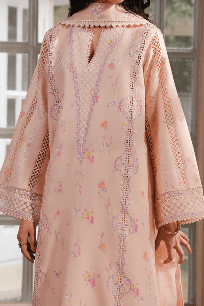 Afrozeh Mirel tropical peach embroidered lawn suit, photo 3