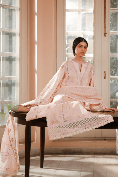 Afrozeh Mirel tropical peach embroidered lawn suit, photo 5