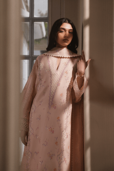 Afrozeh Mirel tropical peach embroidered lawn suit, photo 4