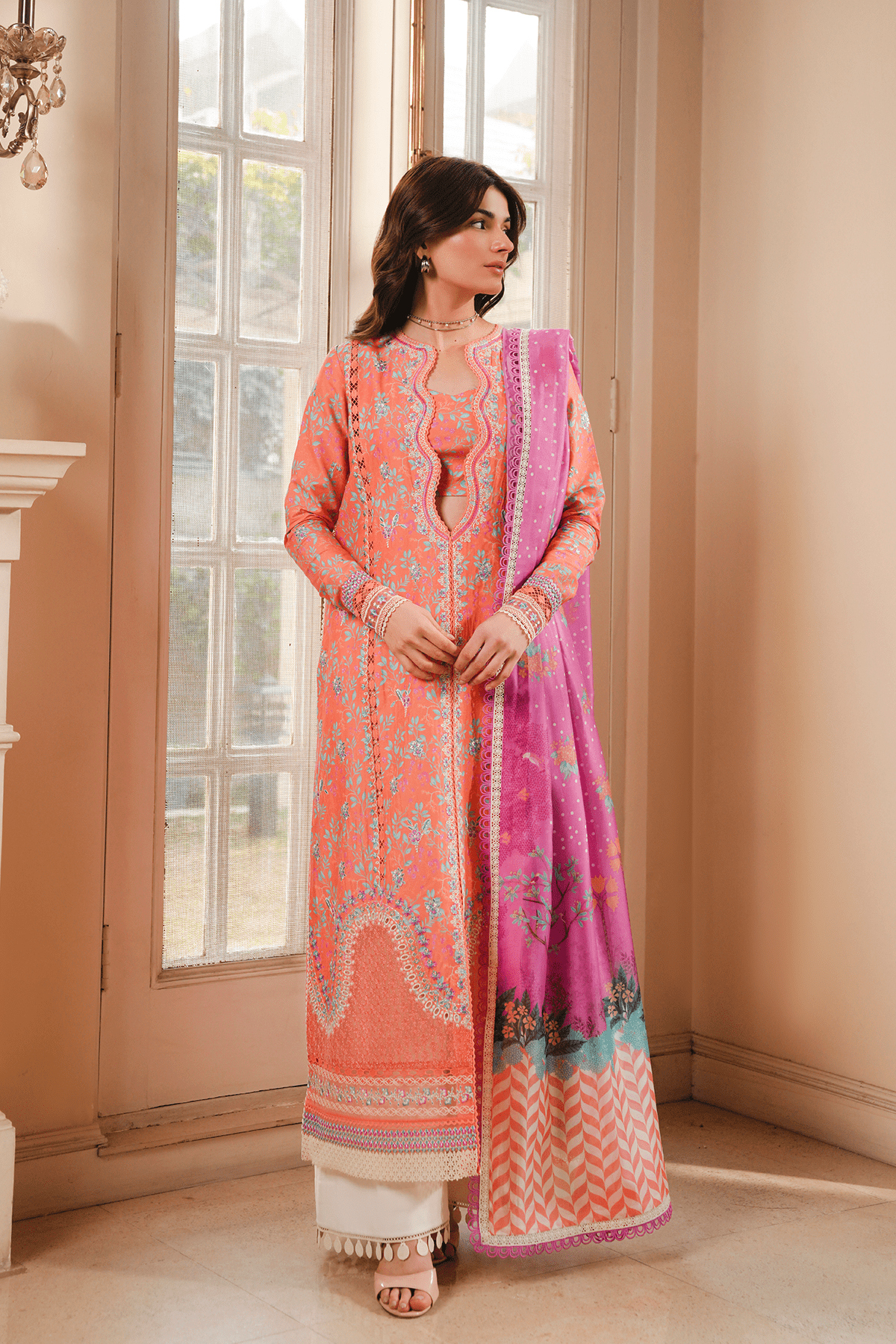 Afrozeh | Florette 26 | Nexa-Brand:Akbar Aslam-Type:Ladies Clothes-Pinkish Orange-Lawn-House of Maryam- Buy in UK, USA