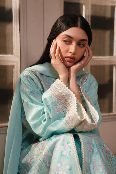 Afrozeh Saphira ice blue embroidered lawn suit, photo 5