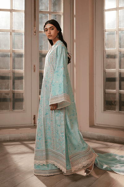 Afrozeh Saphira ice blue embroidered lawn suit, photo 3