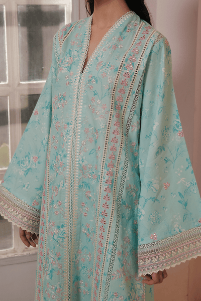 Afrozeh Saphira ice blue embroidered lawn suit, photo 4