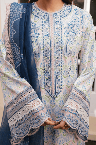 Afrozeh Sova white embroidered lawn suit, photo 3