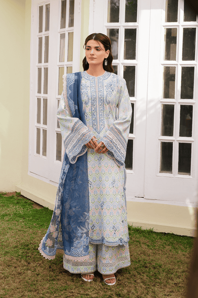 Afrozeh Sova white embroidered lawn suit