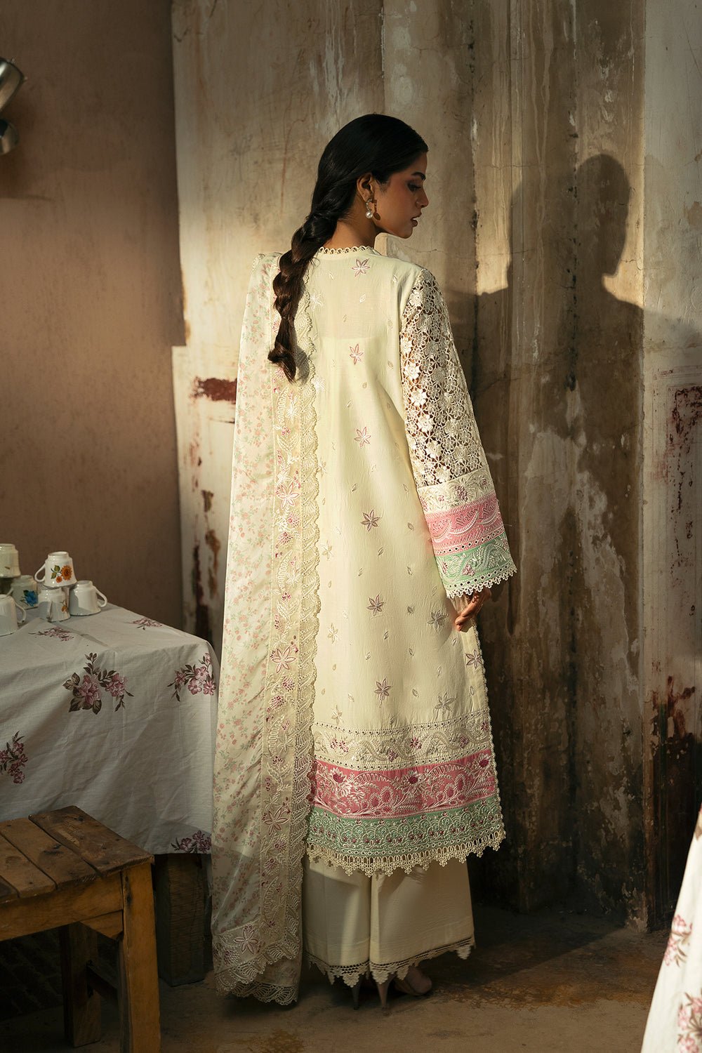 Afrozeh | Mulaqat Lawn 26 | Mohabbat-Brand:Afrozeh-Type:Ladies Clothes-Beige-Lawn-House of Maryam- Buy in UK, USA