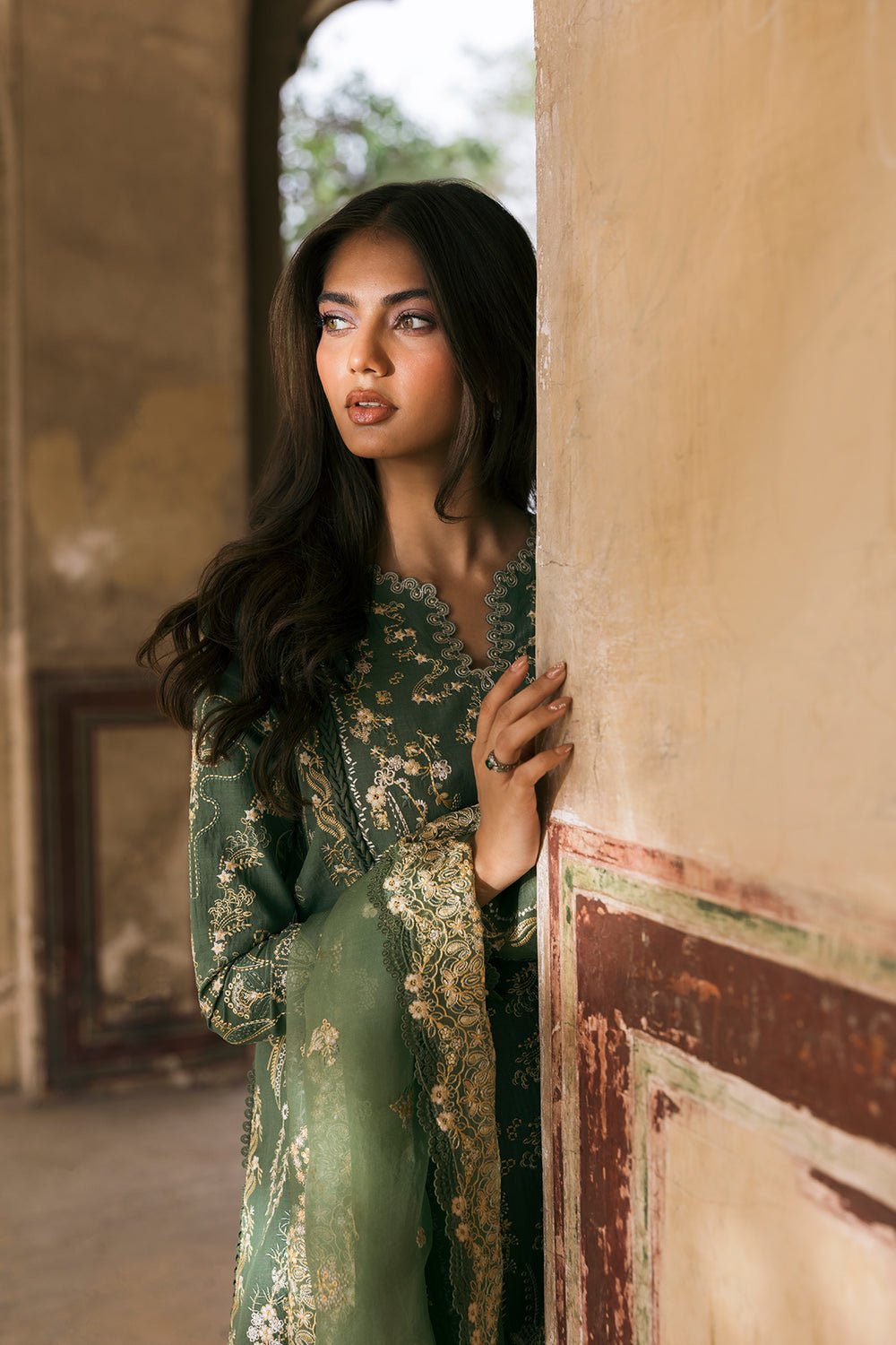 Afrozeh | Mulaqat Lawn 26 | Waadha-Brand:Afrozeh-Type:Ladies Clothes-Spanish Green-Lawn-House of Maryam- Buy in UK, USA