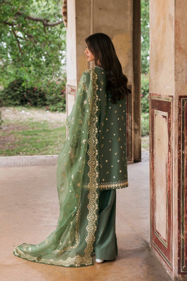 Afrozeh | Mulaqat Lawn 26 | Waadha-Brand:Afrozeh-Type:Ladies Clothes-Spanish Green-Lawn-House of Maryam- Buy in UK, USA