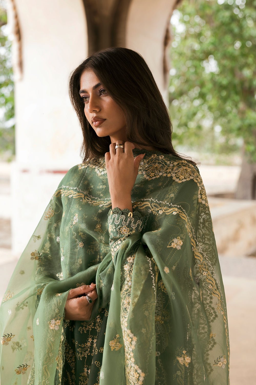 Afrozeh | Mulaqat Lawn 26 | Waadha-Brand:Afrozeh-Type:Ladies Clothes-Spanish Green-Lawn-House of Maryam- Buy in UK, USA