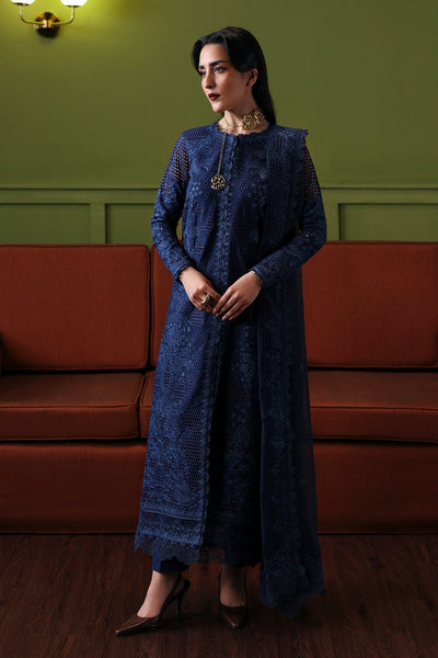 Afrozeh Cadence blue embroidered lawn suit