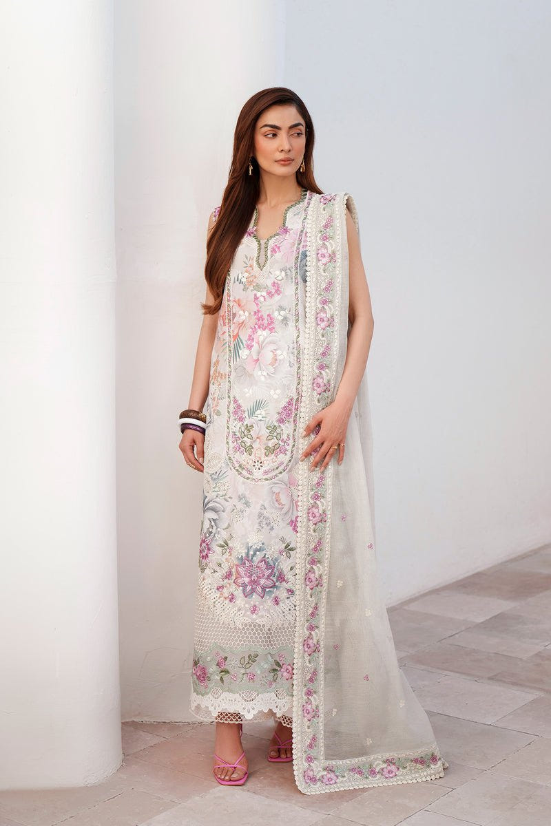 Afrozeh Auremyst light grey embroidered lawn suit