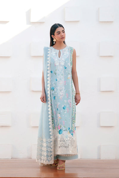 Afrozeh Rosyra steel grey printed lawn suit
