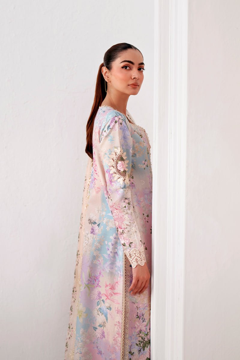 Afrozeh Solithe pink and blue embroidered lawn suit, photo 5