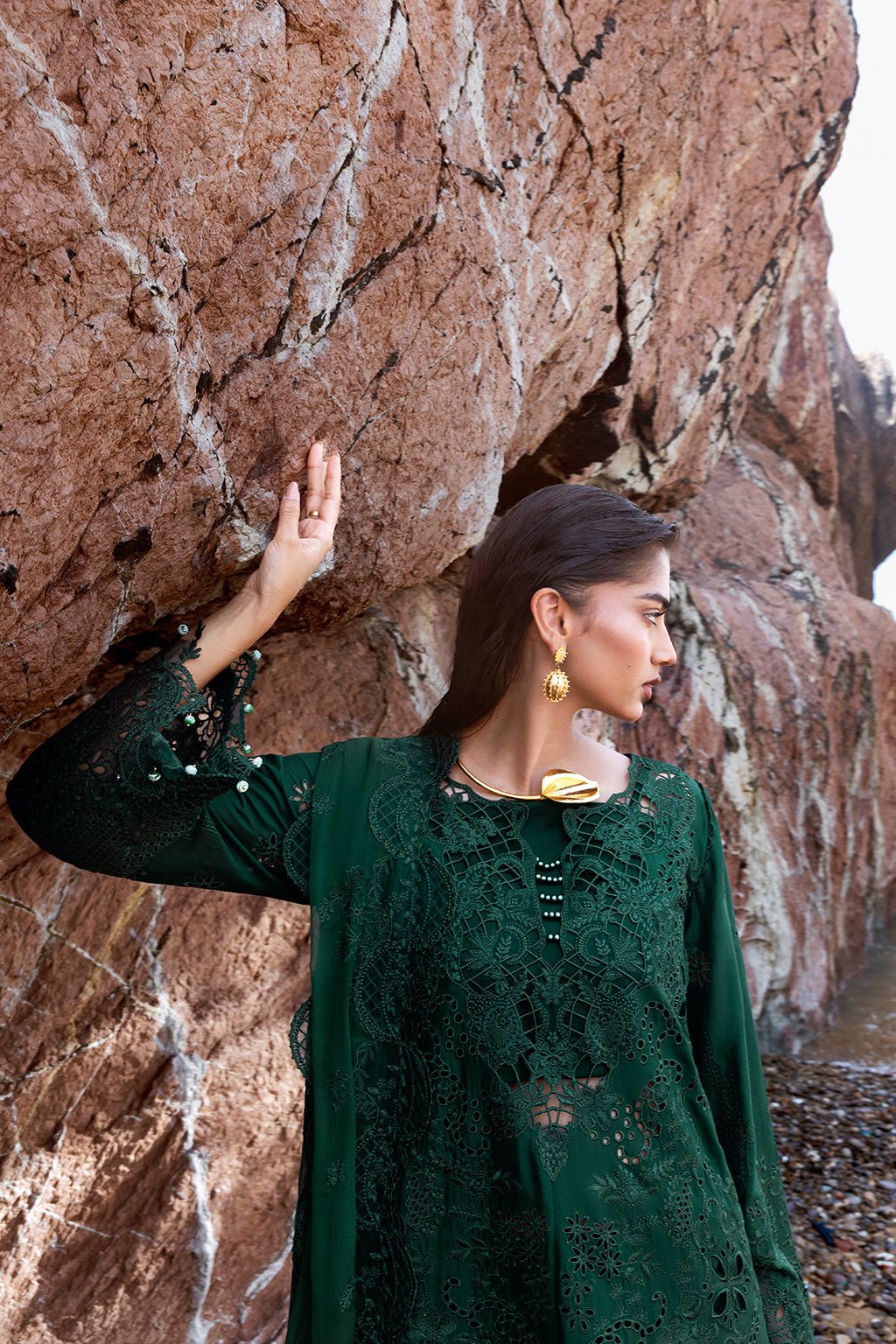 Afsanah | Lost in Waves | A-201-Brand:Afsanah-Type:Ladies Clothes-Bold Green-Lawn-House of Maryam- Buy in UK, USA